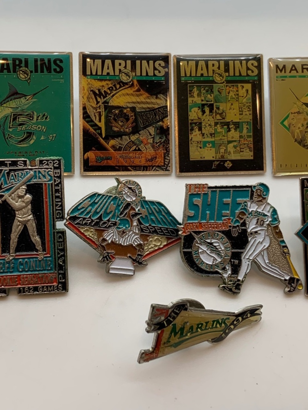 Vintage Florida Marlins MLB Baseball Collectible Retro Lapel Pins Lot of 9 1990s